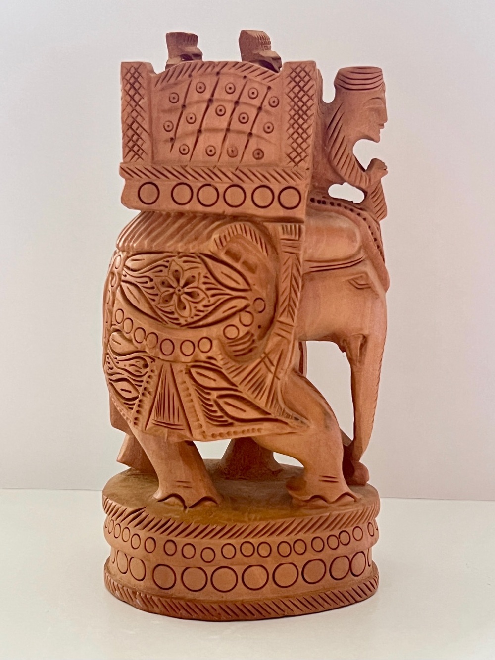 Ambari Elephant Vintage Hand Carved Wooden Figurine Indian Folk Art Howdah